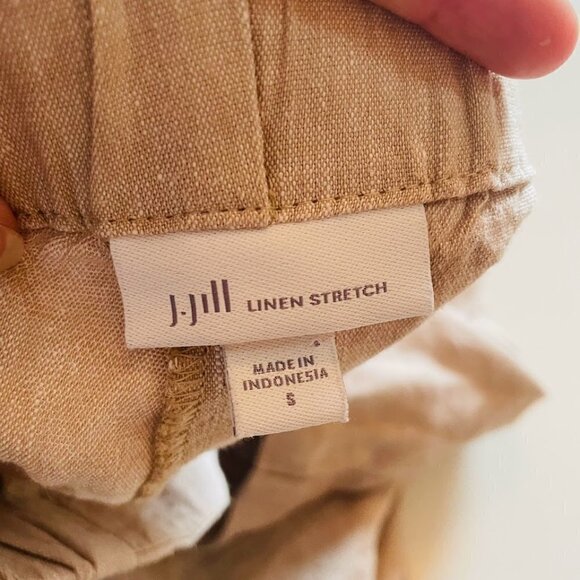 J. Jill Pant Trouser Linen Stretch Oatmeal Neutral Travel Beach Button Hem Small - Picture 5 of 8
